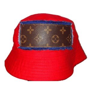 Red bucket hat designer